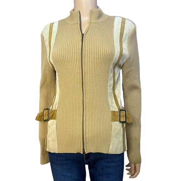 Arden B Jackets & Blazers - Y2K Arden B Suede Ribbed Knit Jacket Zip Up Mock Neck